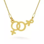 Intercalaire 2 anneaux symbole fille/garçon 10.5x18.3 mm en Argent 925 x1