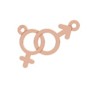 Intercalaire 2 anneaux symbole fille/garçon 10.5x18.3 mm en Argent 925 doré rose x1|raw }}