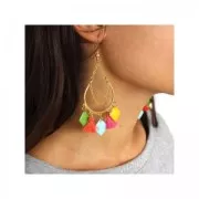 Sequins gouttes en métal et résine époxy 21x11.5 mm Orange x 8