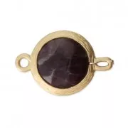 Intercalaire 2 anneaux facetté imitation pierre gemme 16 mm doré satiné/Amethyst x1