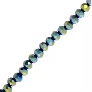 Perles rondelles facettées - rondes aplaties - 4x3.5 mm Green Iris x40cm
