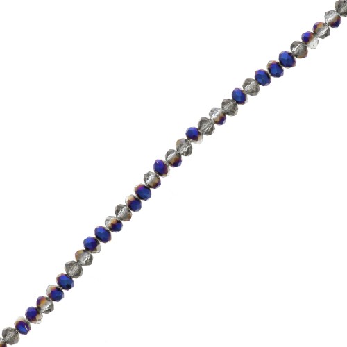 Perles rondelles facettées aplaties 2.2x2.9 mm Black Diamond Metallic Blue ABx40cm
