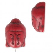 Perle Tête de Bouddha imitation Howlite teinté 29.5x21 mm Rouge Corail x1|raw }}