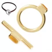 Fermoir T 21 mm pour lacet 5 mm Doré à l'or fin  x1