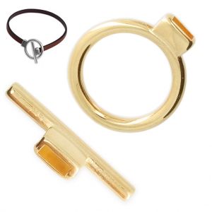 Fermoir T 21 mm pour lacet 5 mm Doré à l'or fin  x1