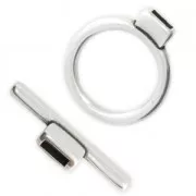 Fermoir T 21 mm pour lacet 5 mm Placage Argent fin vieilli x1