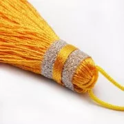 Grand Pompon textile 90 mm pour déco ou bijoux Rouge/Argenté