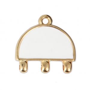 Intercalaires en résine époxy 3 anneaux 20 mm Doré à l'or fin - Blanc x1