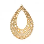 Pendentif ajouré goutte motif fleuri 49x33 mm Doré à l'or fin x1