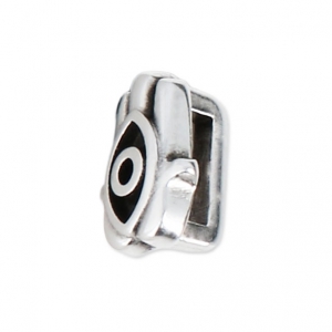 Poussoir slider en métal Main de Fatma pour lacet 5 mm Placage Argent fin vieilli x1