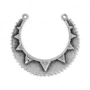 Pendentif/intercalaire 2 anneaux motif soleil 33x30 mm Placage Argent fin vieilli x1