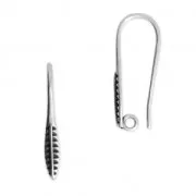 Crochets d'oreilles décorés plumes 22.50 mm Placage Argent fin vieilli x2