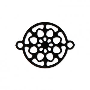 Mini intercalaire 2 anneaux motif fleur 13x10 mm noir x1