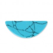 Cabochon plat demi-lune imitation Howlite teinté 28x11 mm Turquoise x1