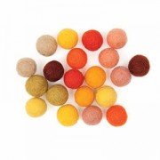 Assortiment de perles / boules en laine feutrée 15 mm Mix Jaune x20|raw }}