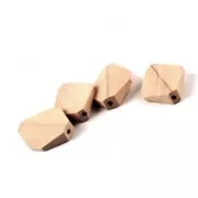 Perles hexagones 27x22 mm en bois brut naturel x10