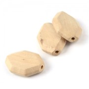 Perles octogonales 34x22 mm en bois brut naturel x10