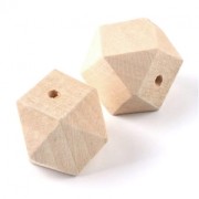 Grosses perles polygonales 30 mm en bois brut naturel x10