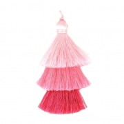 Grand pompon triple en fil imitation soie 7 cm Multi Rose x1
