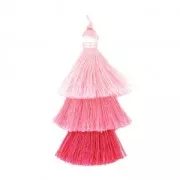 Grand pompon triple en fil imitation soie 7 cm Multi Rose x1