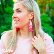 Grand pompon triple en fil imitation soie 7 cm Multi Rose x1