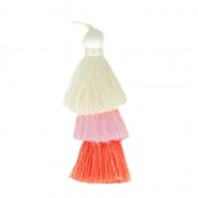 Grand pompon triple en fil imitation soie 7 cm Multi Pastel x1