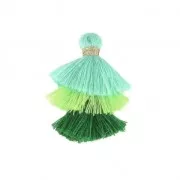 Petit pompon triple imitation coton 3 cm Multi Vert x1