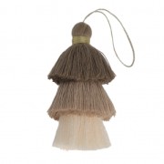 Grand pompon triple imitation coton 7 cm Crème/Multi Marron x1|raw }}