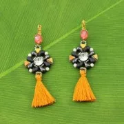 Pompon en fil imitation soie 40 mm Bleu Electrique