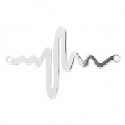 Intercalaire 2 anneaux Electrocardiogramme 27x17 mm en Argent 925 x1