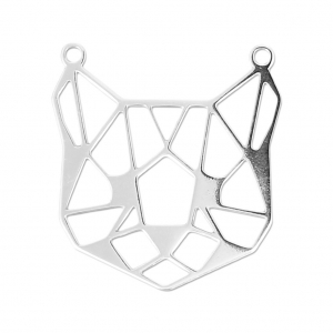 Intercalaire / Pendentif origami Tête de Chat 19x18 mm en Argent 925 x1