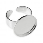 Bague serti cabochon fond plat rond 18 mm en Argent 925 x1|raw }}