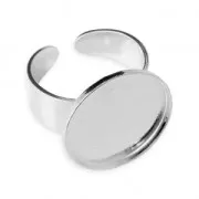 Bague serti cabochon fond plat rond 18 mm en Argent 925 x1