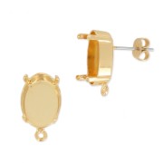Clous d'oreilles porte-cabochon PureCrystal 4120 14x10 mm - Doré x2
