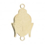 Intercalaire 2 anneaux tête de bouddha 18x11 mm en Argent 925 plaqué or 3 microns x1