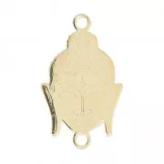 Intercalaire 2 anneaux tête de bouddha 18x11 mm en Argent 925 plaqué or 3 microns x1