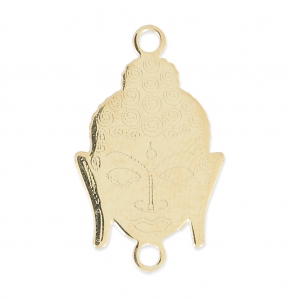 Intercalaire 2 anneaux tête de bouddha 18x11 mm en Argent 925 plaqué or 3 microns x1