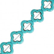 Perles Fleurs imitation Howlite teintées 20 mm Turquoise x41cm|raw }}