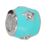 Perle charm gros trou résine époxy Argent 925 - Etoile - Turquoise x1