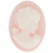 Camée résine 18x13 mm - coté droit - Light Rose x1