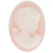 Camée résine 18x13 mm - coté droit - Light Rose x1