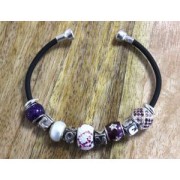 Perle charm gros trou résine époxy et strass Argent 925 - Rings - Blanc x1