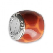 Perle charm gros trou résine époxy Argent 925 - Africa - Orange x1