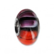 Perle de murano et Argent 925 - Glassbeads - Orange - Rose - Noir x1