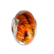 Perle de murano et Argent 925 - Rayure - Orange x1|raw }}