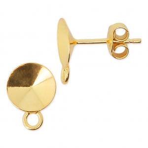 Clous d'oreille anneau porte-cabochon PureCrystal 1122 8 mm Arg 925 doré à l'or fin