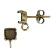 Clous d'oreilles porte-cabochon 1028/1088 6 mm bronze x2