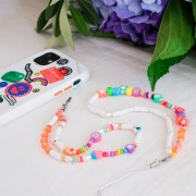 Attache pour téléphone portable avec mousqueton et dragonne couleur Rose Clair x1