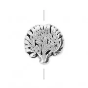 Perle arbre de vie 8 mm Placage Argent fin vieilli x1