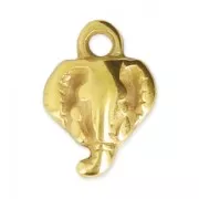 Breloque tête d'éléphant 9x12 mm Doré à l'or fin x1